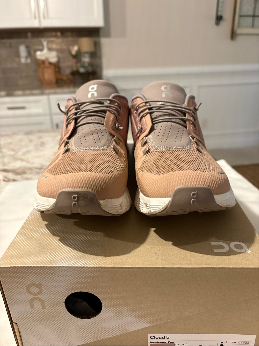 Women’s On Running Athletic Shoes in Tan and Mauve - Picture 2 of 7